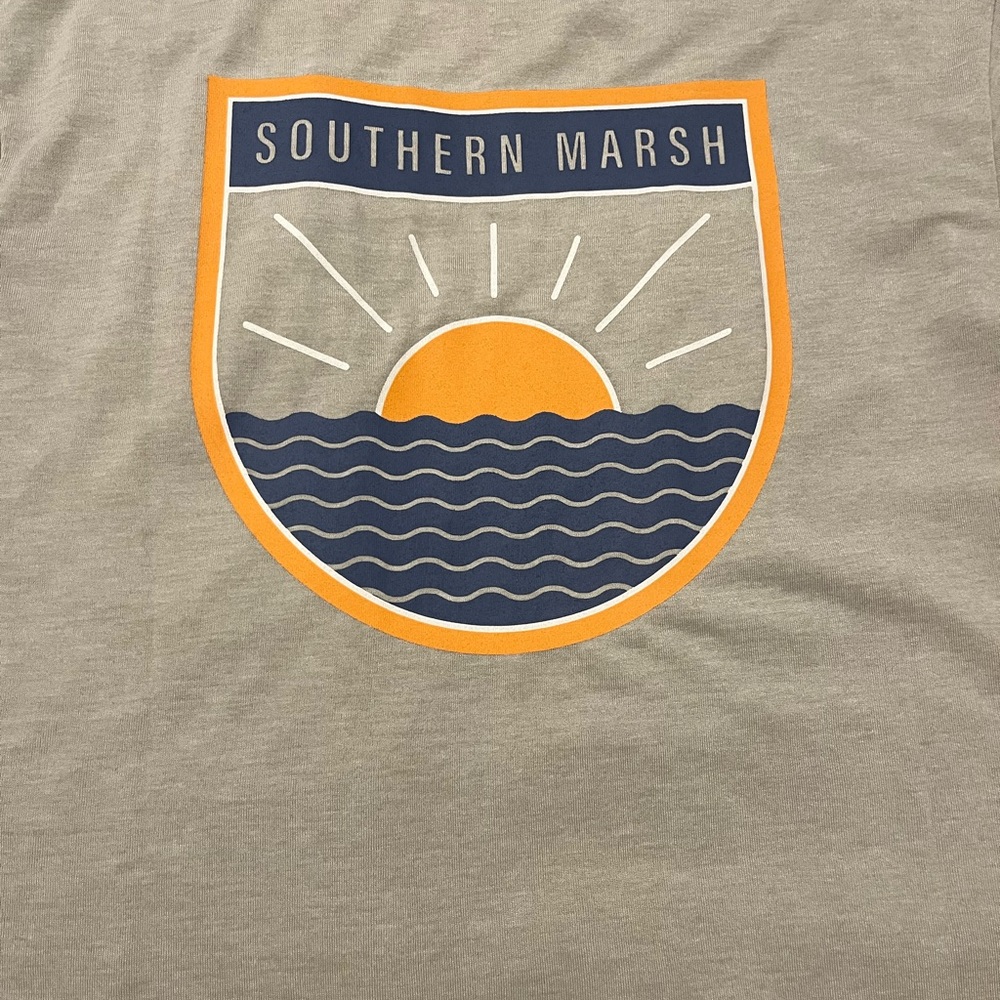 Southern Marsh Sun and Waves Tee in Orange and Gray